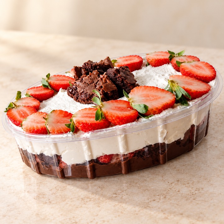 Brownie especial com morango