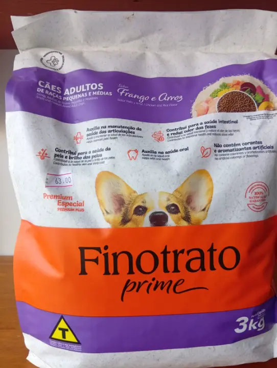 Produto Finotrato Prime Premium Plus – Cães Adultos Raças Pequenas e Médias Sabor Frango e Arroz – 3kg