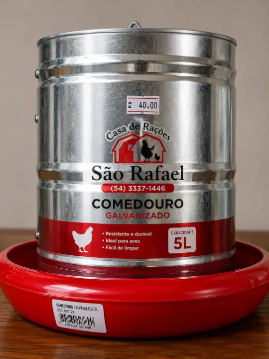 Produto Comedouro Galvanizado para Aves – 5 LitrosComedouro Galvanizado para Aves – 5 Litros
