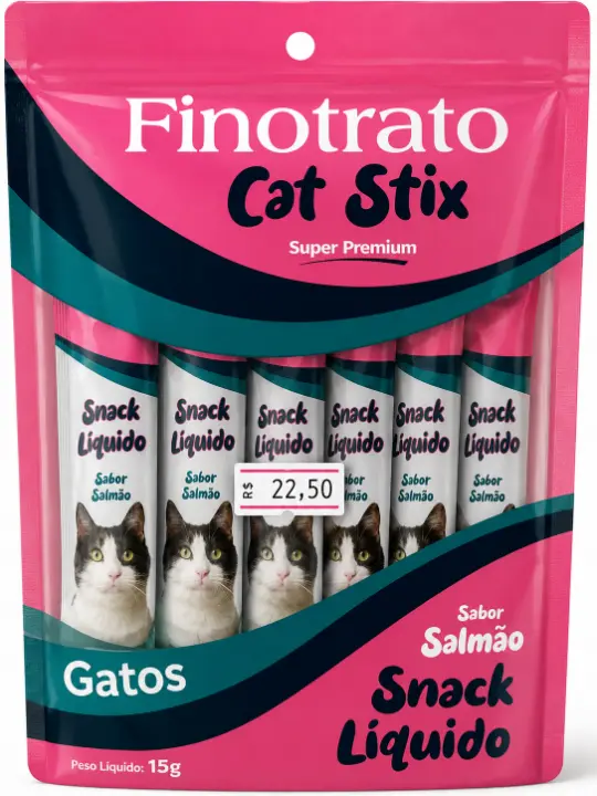 Produto Finotrato Cat Stix Super Premium – Snack Líquido Sabor Salmão