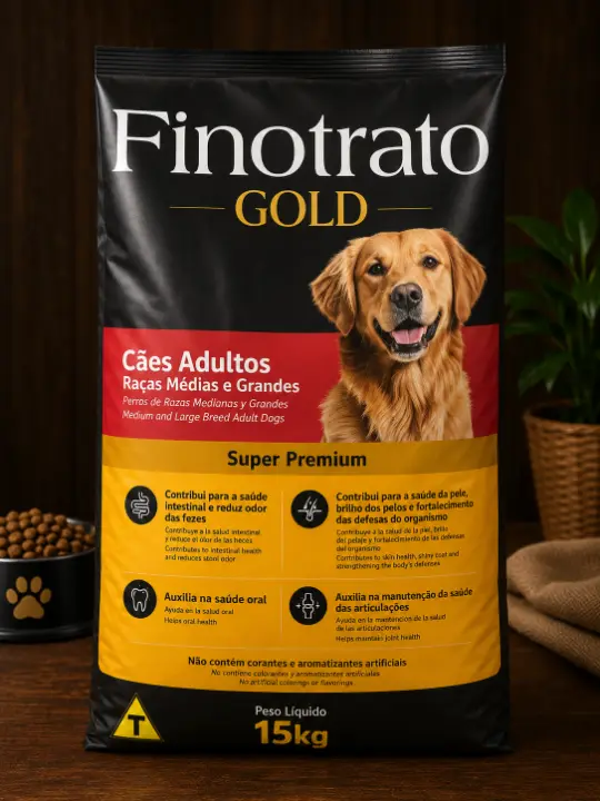 Produto Ração Finotrato Gold Super Premium Cães Adultos Raças Médias e Grandes – 15kg