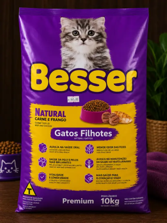 Produto Ração Besser Natural Carne e Frango para Gatos Filhotes – 10kg