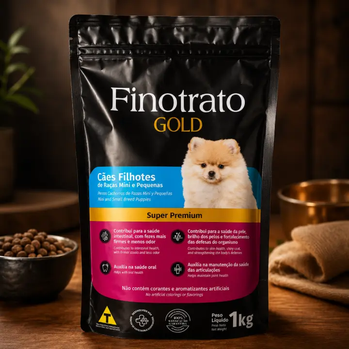 Produto Ração Finotrato Gold Super Premium - Filhotes Raças Mini e Pequenas 1kg