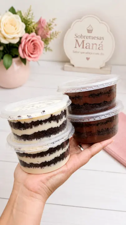 Produto Bolo no pote sabores Choconinho e Chocolatudo