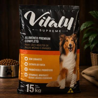 Produto Ração Vitaly Premium para Cães Adultos Raças Médias e Grandes – 15kg