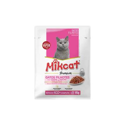 Produto Sachê Mikcat Premium - Gatos Filhotes Sabor Frango ao Molho 85g