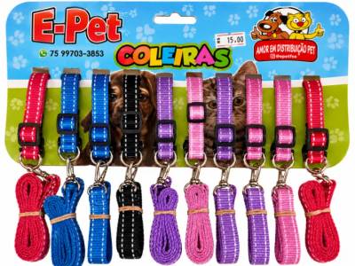 Produto Kit Coleira e Guia E-Pet Diversas Cores