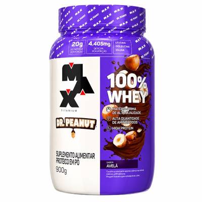 Produto 100% Whey Dr. Peanut, avelã, cookies e cream